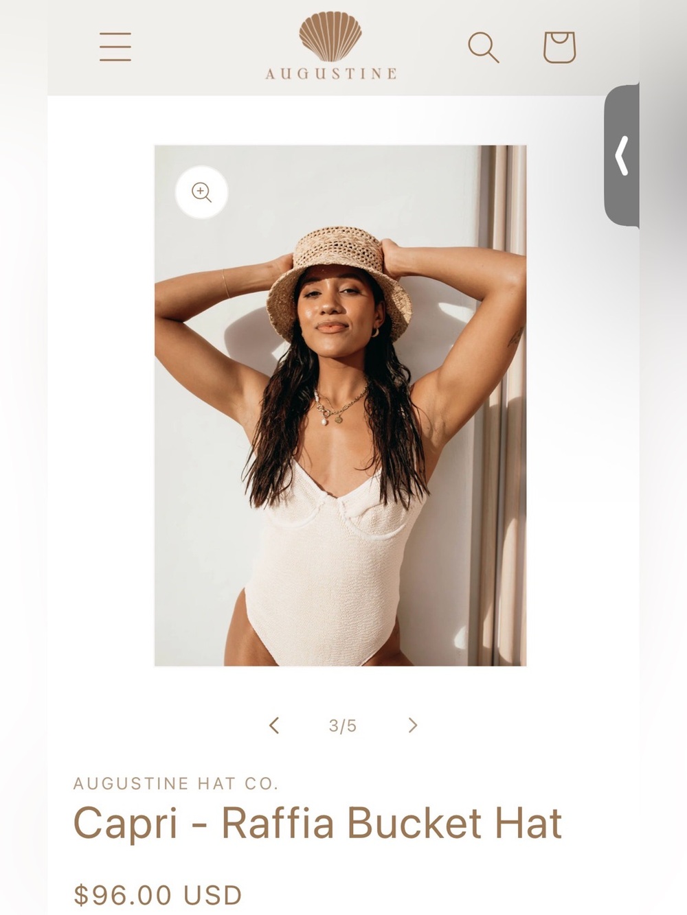 Augustine Rafria Straw Bucket Hat - Picture 3 of 7